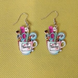 Double-Sided Pierced "Teacher" Earrings